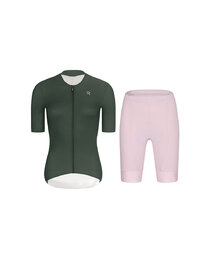 RIVANELLE Tricoul și pantaloni scurți de ciclism - ELEVATE - roz/verde